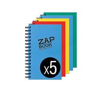 Clairefontaine - Ref 8355C - Recycled Zap Book (160 Pages) - A5 (210 x 148mm) Size, Recycled 80gsm Paper, Acid Free, pH Neutral - Assorted Bright Colours (Pack of 5)