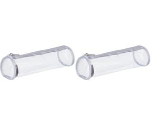 Clairefontaine - Ref 8485C - Round Pencil Case - 6 x 22cm in Size - Suitable for Storing & Transporting Pencils, Pens & Accessories - Transparent Clear (Pack of 2)