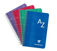 Clairefontaine - Ref 8589C - Wirebound Indexed Notebook (50 Sheets) - 7.5 x 12cm Size, Squared Ruling, 90gsm Brushed Vellum Paper, Laminated Card Cover - Assorted Colours (Pack of 10)