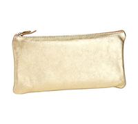 Clairefontaine - Ref 8705C - Cuirisé' Leather Flat Pencil Case - 22 x 11cm, Made From Genuine Lambskin Leather, Metal Zip With Leather Puller - Gold Colour