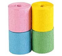 Clairefontaine - Ref 914294C - Fireproof Crepe Paper (Pack of 4) - 5cm Width x 10m Length, Fire-Retardant, Flexible, Good Resistance - Assorted Spring Colours