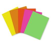 Clairefontaine - Ref 93921C - Maildor Fluorescent Poster Paper (Pack of 100 Sheets) - A4 in Size, 90gsm Paper, Bright Fluorescent Colours - Assorted Colours