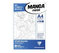 Clairefontaine - Ref 94037C - Manga Storyboard Glued Pad (100 Sheets) - A4 (297 x 210mm) Size, 55gsm Paper, White & Smooth, Ideal for Markers, Bleedproof