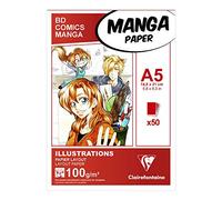 Clairefontaine - Ref 94041C - Manga Layout Paper For Colouring Glued Pad (50 Sheets) - A5 (210 x 148mm) Size, 100gsm Paper, White & Smooth, Ideal for Markers, Bleedproof