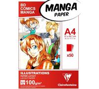 Clairefontaine - Ref 94042C - Manga Layout Paper For Colouring Glued Pad (50 Sheets) - A4 (297 x 210mm) Size, 100gsm Paper, White & Smooth, Ideal for Markers, Bleedproof