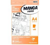 Clairefontaine - Ref 94044C - Manga Multi-Technique Paper (40 Sheets) - A4 (297 x 210mm) Size, 200gsm Paper, White & Smooth, Ideal for Markers, Bleedproof