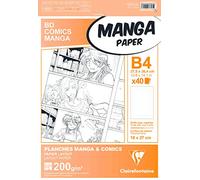 Clairefontaine - Ref 94046C - Manga Multi-Technique Paper With Simple Frame (40 Sheets) - B4 (27.5x37.4cm) Size, 200gsm Paper, White & Smooth, Ideal for Markers, Bleedproof