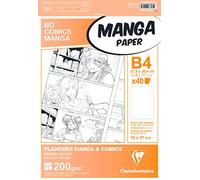Clairefontaine - Ref 94048C - Manga Multi-Technique Paper Divided Into 6 Squares (40 Sheets) - B4 (27.5x37.4cm) Size, 200gsm Paper, White & Smooth, Ideal for Markers, Bleedproof