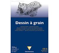 Clairefontaine - Ref 96027C - White Grained Drawing Paper Glued Pad (20 Sheets) - A3 Sized, 224gsm Paper, White & Grained Drawing Paper, Acid Free, pH Neutral