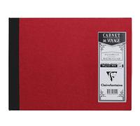 Clairefontaine - Ref 96041C - Canvas Cover Travel Album (60 Pages) - A5 (148 x 210mm), 180gsm Grained Drawing Paper, Fabric Coated Cover - Deep Red Cover