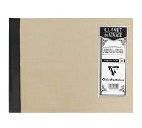 Clairefontaine - Ref 96042C - Canvas Cover Travel Album (60 Pages) - A5 (148 x 210mm), 180gsm Grained Drawing Paper, Fabric Coated Cover - Light Grey Cover