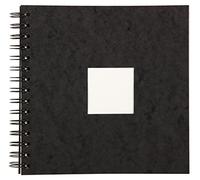 Clairefontaine - Ref 96063C - Watercolour Travel Album (20 Pages) - 20 x 20cm in Size, 300gsm Fontaine Watercolour Paper, Leather Cover, Wirebound - Black Cover