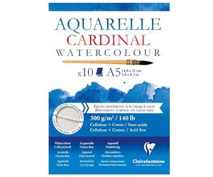 Clairefontaine - Ref 96182C - Cardinal Watercolour Glued Pad (10 Sheets) - A5 (210 x 148mm) Sized, 300gsm Paper, Acid Free, pH Neutral - Suitable for Watercolour