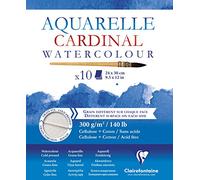 Clairefontaine - Ref 96195C - Cardinal Watercolour Glued Pad (10 Sheets) - 24 x 30cm Sized, 300gsm Paper, Acid Free, pH Neutral - Suitable for Watercolour