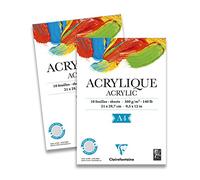 Clairefontaine - Ref 96308C - Acrylic Paper Pad (10 Sheets) - A4 (210 x 297mm) in Size, 360gsm Paper, Acid Free, pH Neutral - Suitable for Use With Acrylic & Gouache Paints