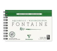 Clairefontaine - Ref 96319C - Fontaine Extra Rough Watercolour Wirebound Pad (12 Sheets) - 12 x 18cm Size, 300gsm Paper - Suitable for Watercolour Artwork
