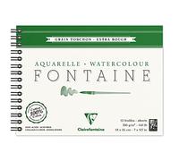 Clairefontaine - Ref 96320C - Fontaine Extra Rough Watercolour Wirebound Pad (12 Sheets) - 18 x 24cm Size, 300gsm Paper - Suitable for Watercolour Artwork