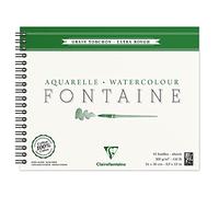 Clairefontaine - Ref 96321C - Fontaine Extra Rough Watercolour Wirebound Pad (12 Sheets) - 24 x 30cm Size, 300gsm Paper - Suitable for Watercolour Artwork