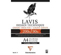Clairefontaine - Ref 96331C - Lavis Dessin Technique Drawing Paper (40 Sheets) - A4 (297 x 210mm) Size, 160gsm Paper, Smooth Surface with Light Grain, Acid Free, pH Neutral