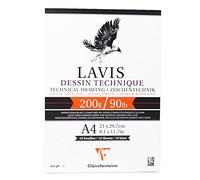 Clairefontaine - Ref 96341C - Lavis Dessin Technique Drawing Pad (10 Sheets) - A4 (297 x 210mm) Size, 200gsm Paper, Smooth Surface with Light Grain, Acid Free, pH Neutral