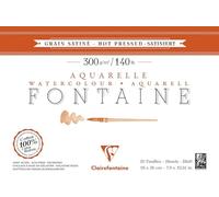 Clairefontaine - Ref 96343C - Fontaine Hot Pressed Watercolour Glued Pad (20 Sheets) - 18 x 26cm Size, 300gsm Paper - Suitable for Watercolour Artwork