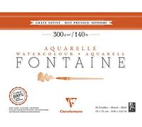 Clairefontaine - Ref 96344C - Fontaine Hot Pressed Watercolour Glued Pad (20 Sheets) - 23 x 31cm Size, 300gsm Paper - Suitable for Watercolour Artwork