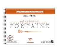 Clairefontaine - Ref 96353C - Fontaine Hot Pressed Watercolour Wirebound Pad (12 Sheets) - 26 x 36cm Size, 300gsm Paper - Suitable for Watercolour Artwork