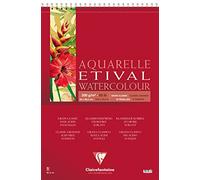 Clairefontaine - Ref 96386C - Etival Classic Grained Wirebound Watercolour Painting & Drawing Pad (10 Sheets of Paper) - A2 (59.4 x 42cm) - 200gsm Cellulose Art Paper