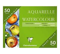 Clairefontaine - Ref 96465C - Etival Rough Grained Watercolour Sheets (50 Sheets) - A4 (29.7 x 21cm) Size, Acid Free, pH Neutral, 300gsm Paper - Suitable for Watercolour Artwork