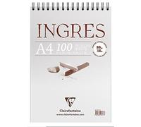 Clairefontaine - Ref 96477C - Ingres Study Top-Wirebound Pad (100 Sheets) - A4 (210 x 297mm) in Size, 80gsm Tinted Cotton - Suitable for Dry Techniques