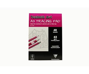 Clairefontaine - Ref 96501C - Tracing Paper Pad (50 Sheets) - A3 Sized, 70/75g, High Transparency, Smooth Surface, Acid Free, Printable - Suitable for Ink, Marker & Pencil