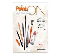 Clairefontaine Glued Paper Pad Paint'ON Multi-Technique 250gsm 40 Sheets A5 Acid-Free pH Neutral