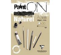 Clairefontaine - Ref 96541C - Paint'ON Multi-Technique Naturel Paper Pad (30 Sheets) - A3 Size, 250gsm Heavyweight Paper, Natural Sand Colour, Acid Free, pH Neutral