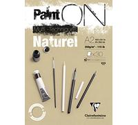 Clairefontaine - Ref 96543C - Paint'ON Multi-Technique Naturel Paper Pad (30 Sheets) - A2 Size, 250gsm Heavyweight Paper, Natural Sand Colour, Acid Free, pH Neutral