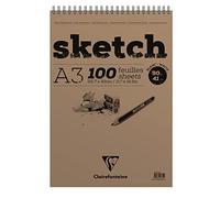 Clairefontaine - Ref 96602C - Head Wirebound Sketch Pad (100 Sheets) - A3 Sized, 90gsm Paper, Microperforated - Suitable for Sketching with Pencil, Charcoal & Felt Tip