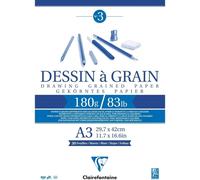 Clairefontaine - Ref 96622C - White Grained Drawing Paper Glued Pad (30 Sheets)