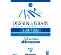 Clairefontaine - Ref 96622C - White Grained Drawing Paper Glued Pad (30 Sheets)