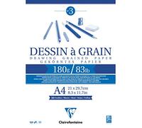 Clairefontaine - Ref 96624C - White Grained Drawing Paper Glued Pad (30 Sheets) - A4 Sized, 180gsm Paper, White & Grained Drawing Paper, Acid Free, pH Neutral