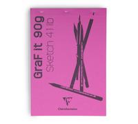 Clairefontaine - Ref 96680C - Graf It White Glued Sketch Pad (80 Sheets) - A4 Size, 90gsm Drawing Paper, Pink Cover, Microperforated Sheets, Top Glued