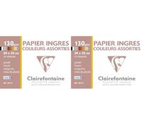 Clairefontaine - Ref 96775C - Ingres Pastel Paper (12 Sheets) - 24x32cm in Size, 120gsm Paper, Envelope Packet - Suitable for Use with Pastels, Charcoal & Pencil (Pack of 2)