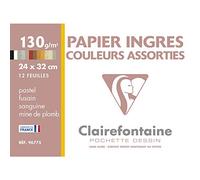 Clairefontaine : Ingres : Pastel Paper : Pouch : A4 : 12 Sheets : 130gsm : Assorted