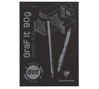 Clairefontaine - Ref 96843C - Graf'It Drawing Sketchbook (80 Sheets) - A5 (148 x 210mm) in Size, 90gsm Drawing Paper, Micro-Perforated Sheets, DotGrid Paper - Black Cover