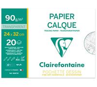 Clairefontaine - Ref 96873C - Tracing Paper (20 Sheets) - 24x32cm Sized, 90/95g, High Transparency, Smooth Surface, Acid Free, Printable - Suitable for Ink, Marker & Pencil