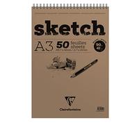 Clairefontaine - Ref 96902C - Head Wirebound Sketch Pad (50 Sheets) - A3 Sized, 90gsm Paper, Microperforated - Suitable for Sketching with Pencil, Charcoal & Felt Tip