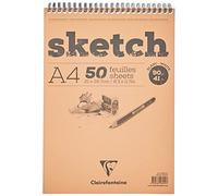 Clairefontaine - Ref 96904C - Head Wirebound Sketch Pad (50 Sheets) - A4 Sized, 90gsm Paper, Microperforated - Suitable for Sketching with Pencil, Charcoal & Felt Tip