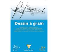 Clairefontaine - Ref 97118C - White Grained Drawing Paper Glued Pad (20 Sheets) - A4 Sized, 125gsm Paper, White & Grained Drawing Paper, Acid Free, pH Neutral