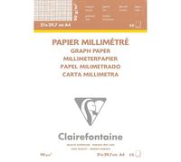 Clairefontaine - Ref 97135C - White Vellum Graph Pad (50 Sheets) - A4 (297 x 210mm) Sized, 90gsm Paper, Graph Rulings, Sepia Front & Blue Back, Smooth Surface
