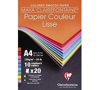 Clairefontaine - Ref 97444C - Maya Smooth Glued Paper Drawing Pad (20 Sheets) - 120gsm - A4 (29.7 x 21cm) - Black Colour - Deep Dyed, Acid Free, pH Neutral