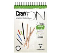 Clairefontaine - Ref 975031C - Cray'On White Wirebound Sketch Pad (50 Sheets) - A4 (21 x 29.7cm) Size, 160gsm 100% Cellulose Paper, Grained One Size & Smooth Other Side