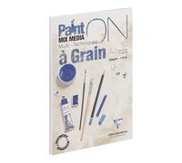 Clairefontaine - Ref 975049C - Paint'ON Multi-Technique Paper with Grain Glued Pad (20 Sheets) - A4 Size, 250gsm Heavyweight Paper, Extra White Acid Free, pH Neutral